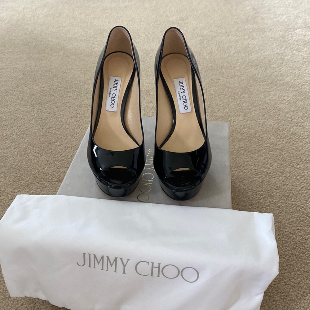 Jimmy Choo black patent heels